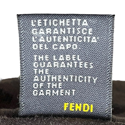 Fendi Tote Bag Canvas Zucca Pattern Leather Brown