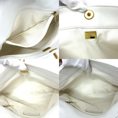 Chanel Shoulder Bag W Pocket As5384b Caviar Skin White
