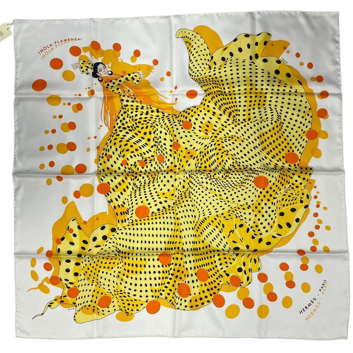 Hermes Scarf Silk Carre 90 Hola Flamenca Yellow — view 2
