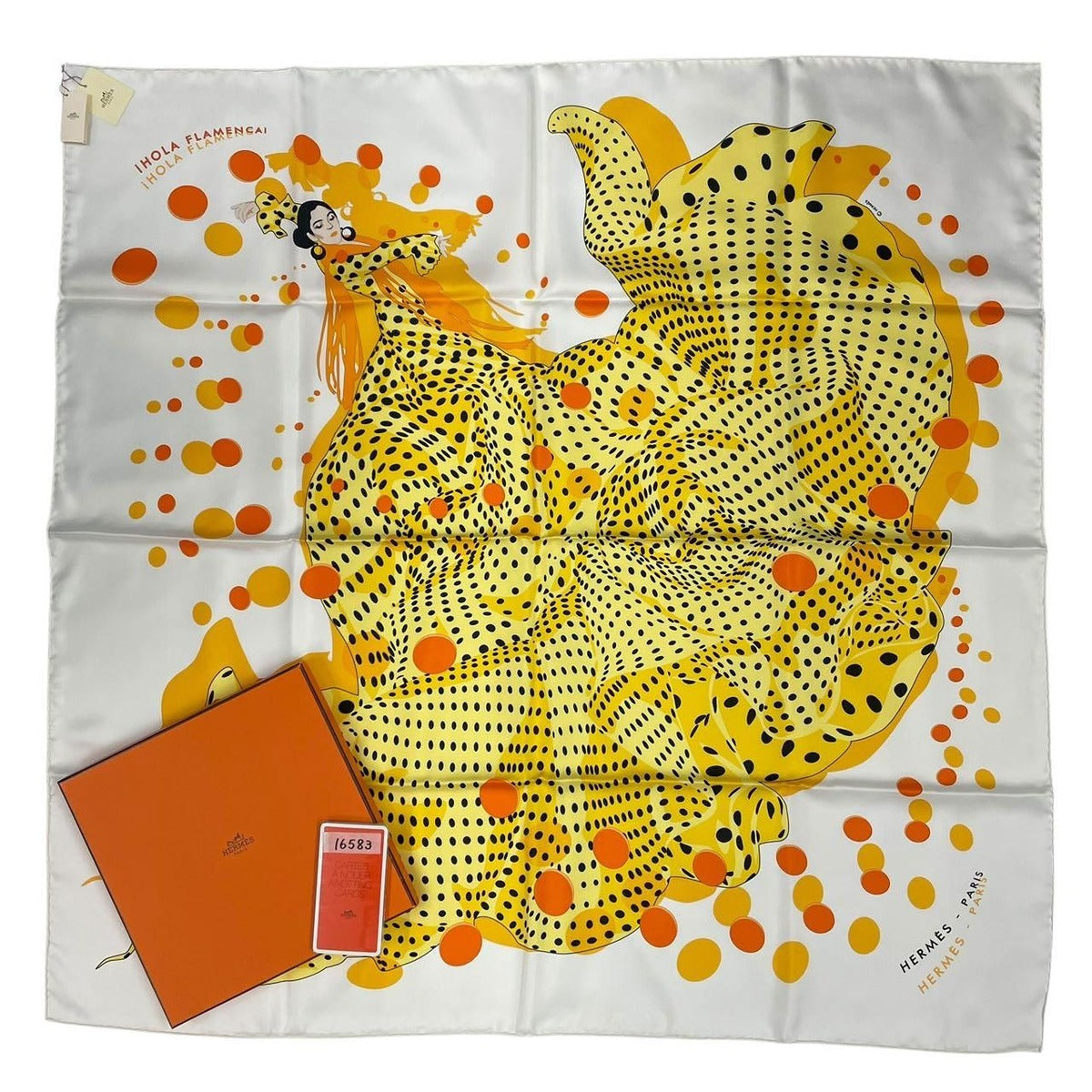 Hermes Scarf Silk Carre 90 Hola Flamenca Yellow