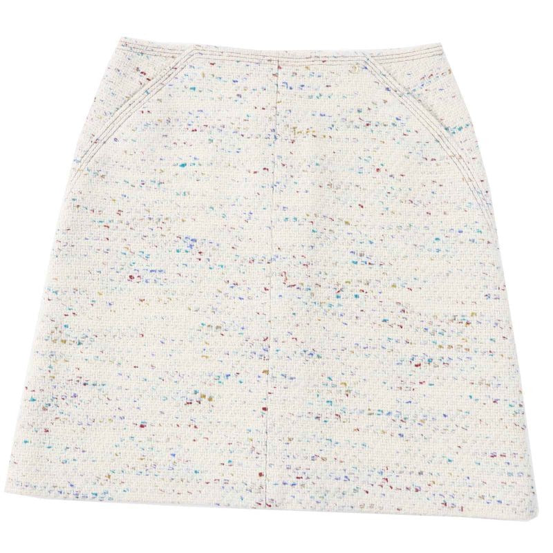 Chanel Vintage 03 C Tweed Trapezoid Skirt With Coco Mark Plate