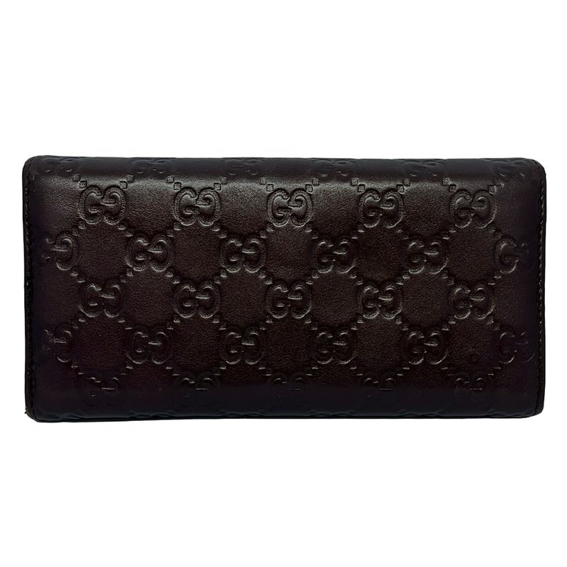 Gucci Long Wallet Lovely 251861 Dark Brown And Gold Leather