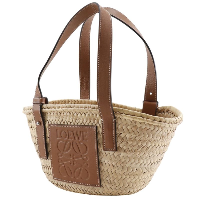 Loewe Basket Bag Small Bag Raffia X Leather Brown Women's Tote Bag