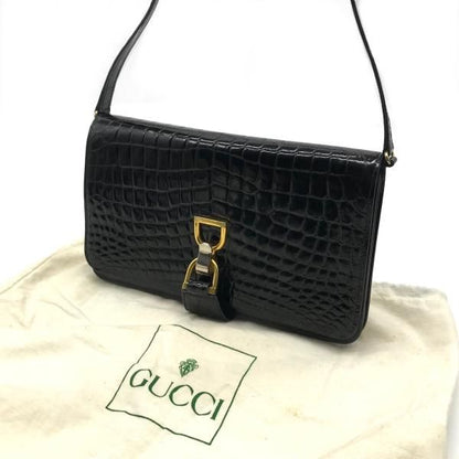 Gucci Croco Vintage Shoulder Bag Combination Black