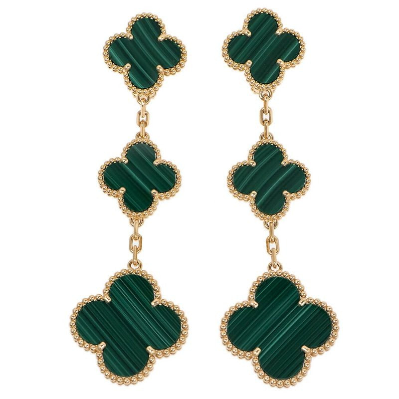 Van Cleef & Arpels Magic Alhambra 3 Motif Vcaro2 Ag00 Earrings 750 YG 18K