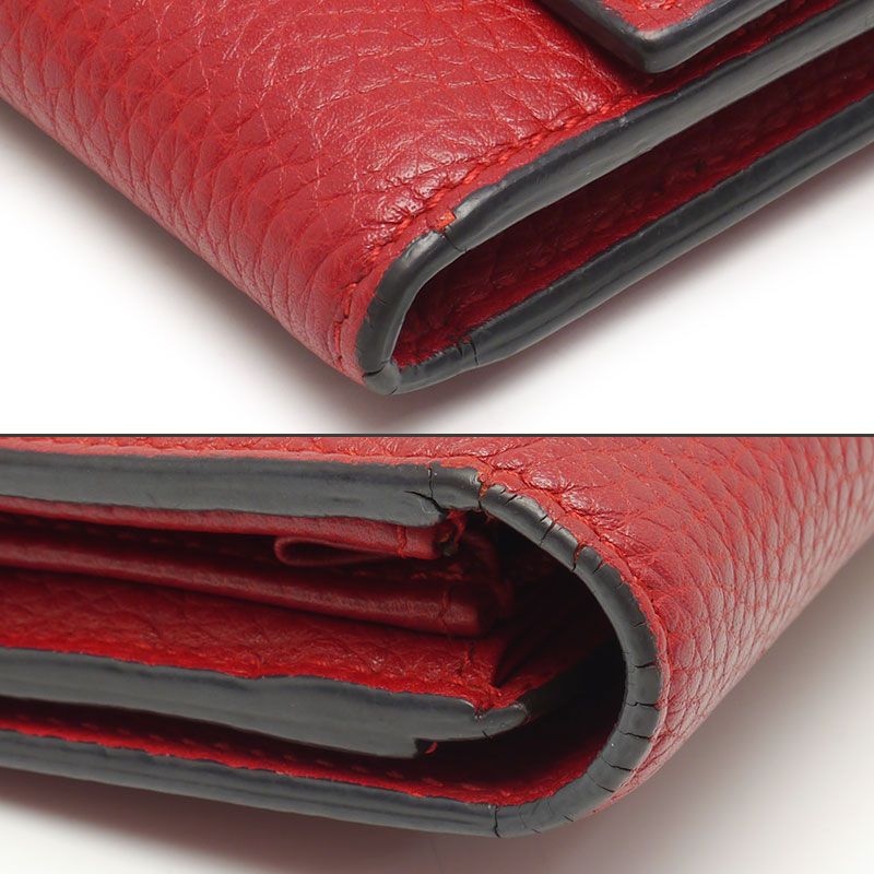 Gucci Animalier Continental Wallet 453164 Leather Red Women's Long Wallet