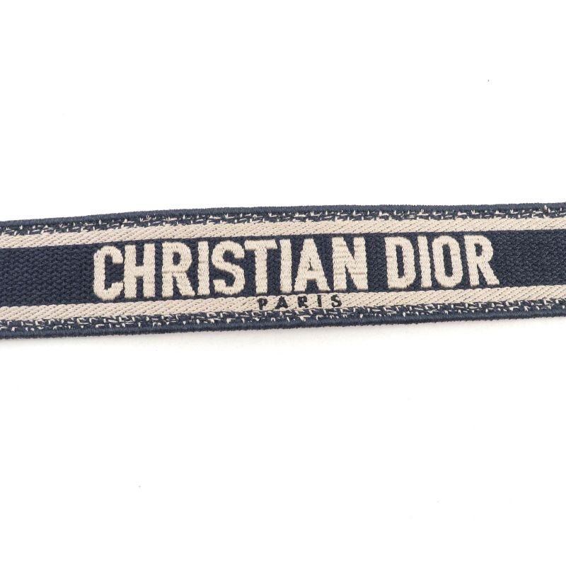 Christian DIOR S8553cbte Canvas Embroidery Logo Design Shoulder Strap Navy