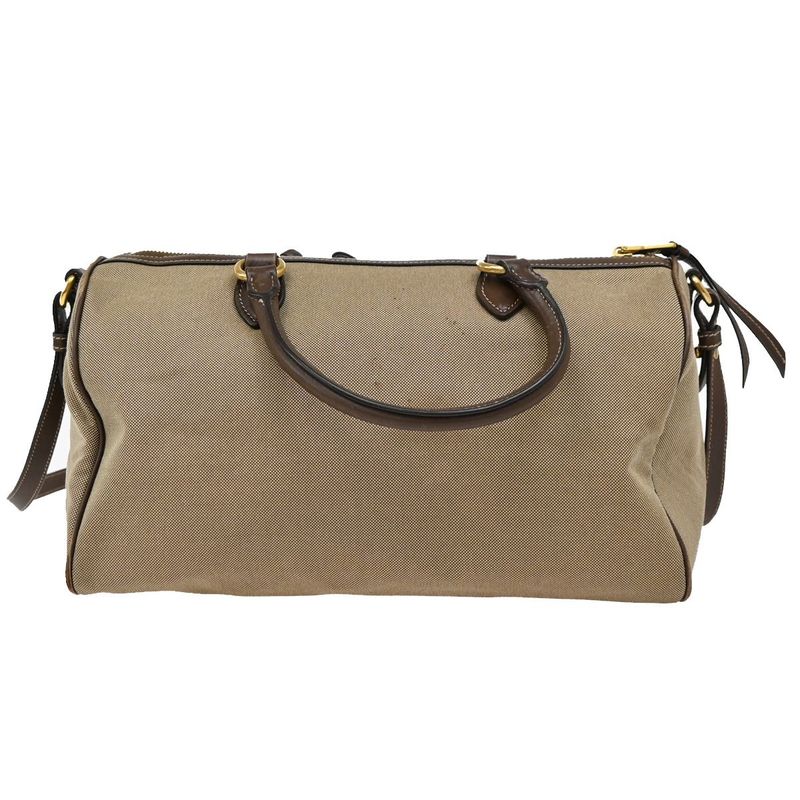 Prada Shoulder Hand Bag 2way Canvas Leather Brown 31ka941