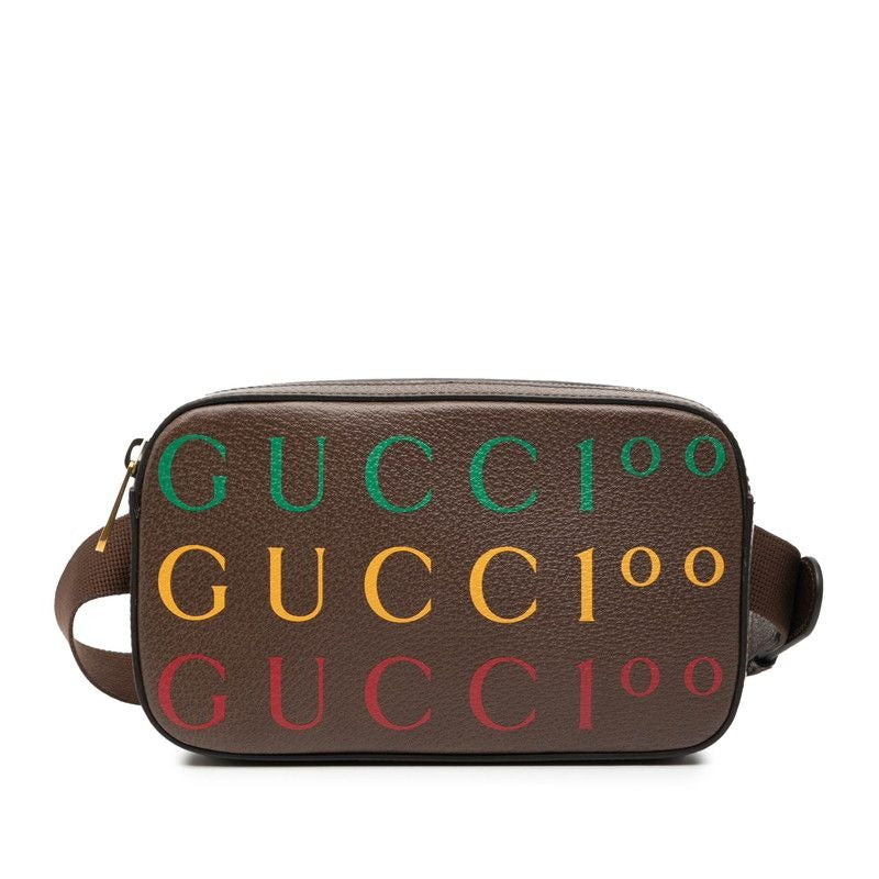Gucci Anniversary Logo Brown Leather