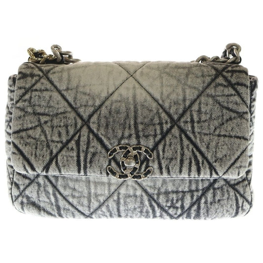Chanel 19 Flap Shoulder Bag Gray Denim