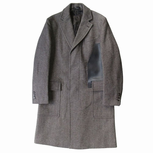 Hermes Emile Maxi Pocket Coat Virgin Wool Calfskin Archive 48 Brown