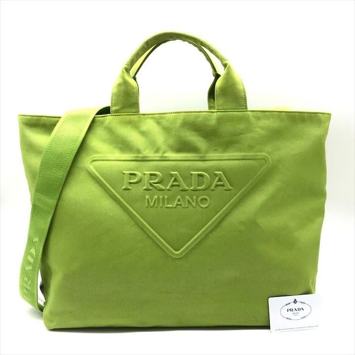 Prada Canvas 2-Way Bag Vivid Green Bag
