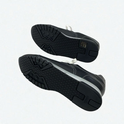 Hermes Trail Sneakers Shoes Leather Black Unused Logo Men's