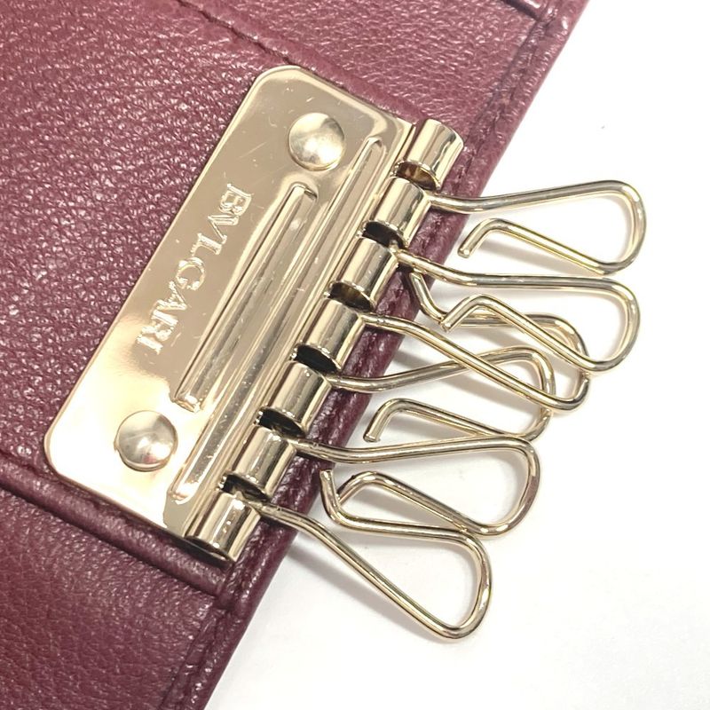 Bvlgari Key Case Logo Leather Red