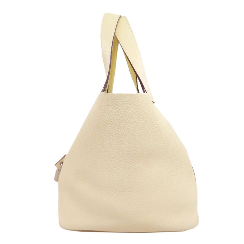 Hermes Picotin Lock MM Silver Hardware Handbag Taurillon Cles Mance Women