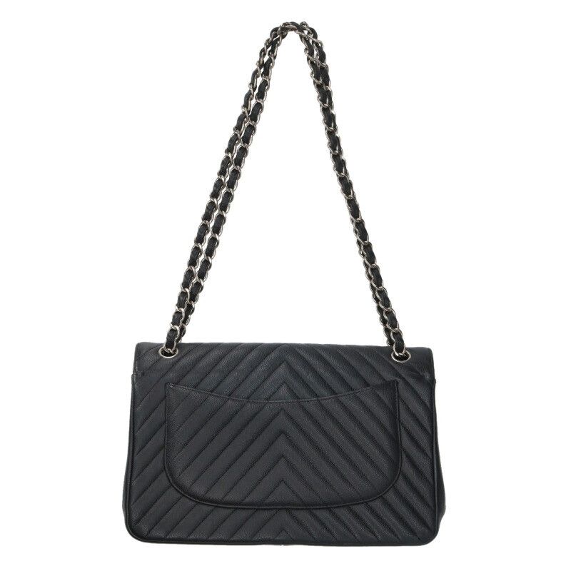 Chanel Deca Matelasse 30 Double Flap Caviar Skin Chain Shoulder Bag Women