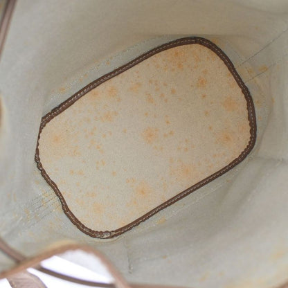 Christian DIOR Shoulder Bag Macadam Drawstring White Brown Leather Vintage