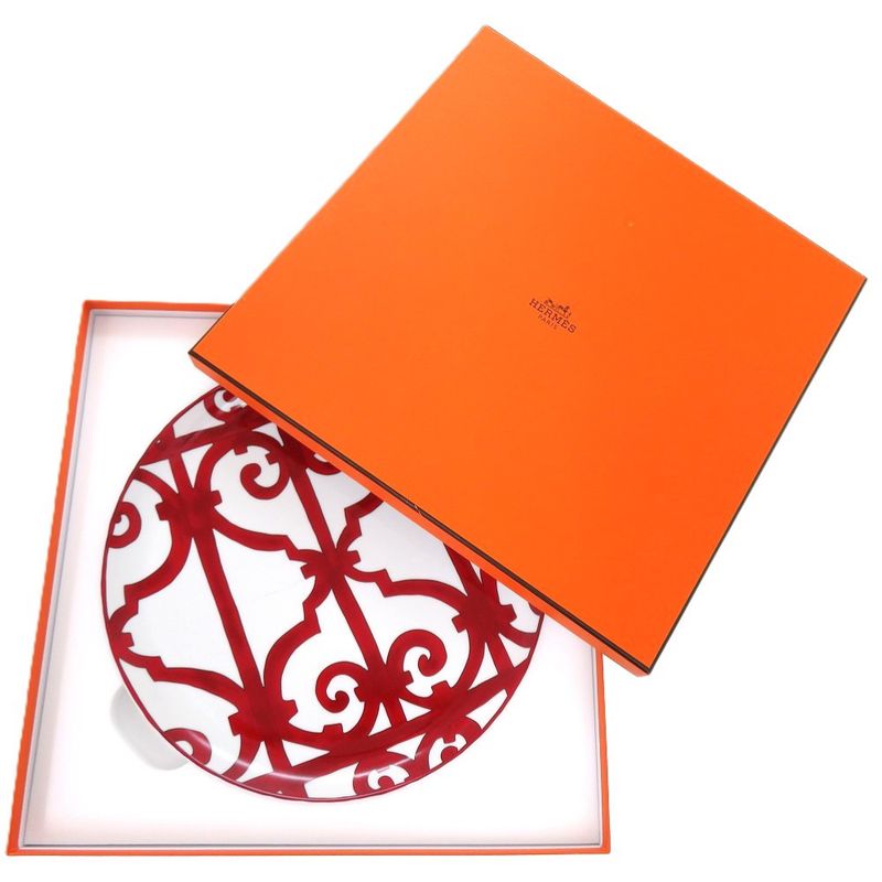 Hermes Gadarkivir Tableware Pottery Red Plate 0335 Hermes