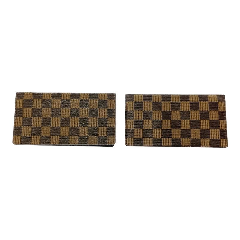 Louis Vuitton Damier PVC Set of 2 Wallets Brown 377717 Long Wallet