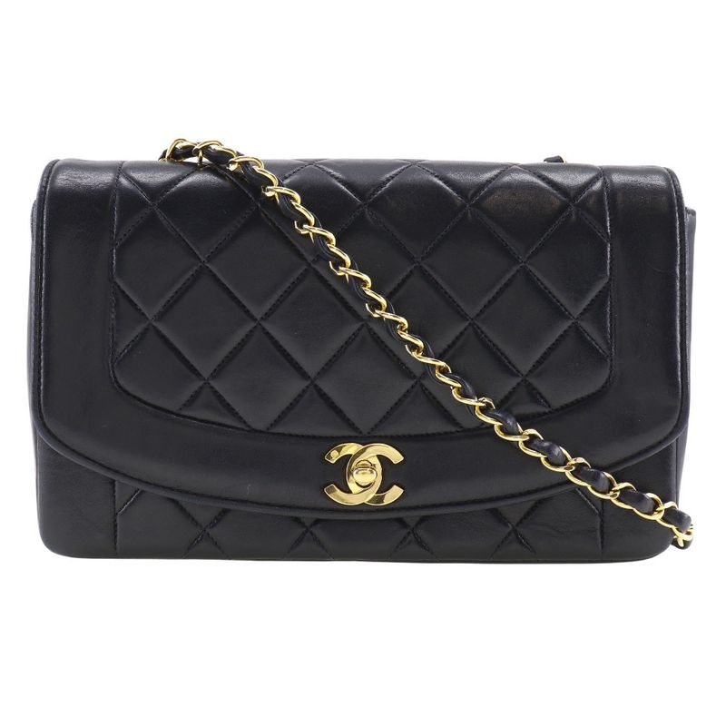 Chanel Diana Chain Shoulder Matelasse Lambskin Black Ladies Shoulder Bag