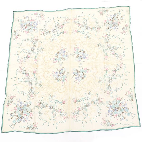 Christian Dior Flower Motif Scarf 100% Silk 4000010801100140