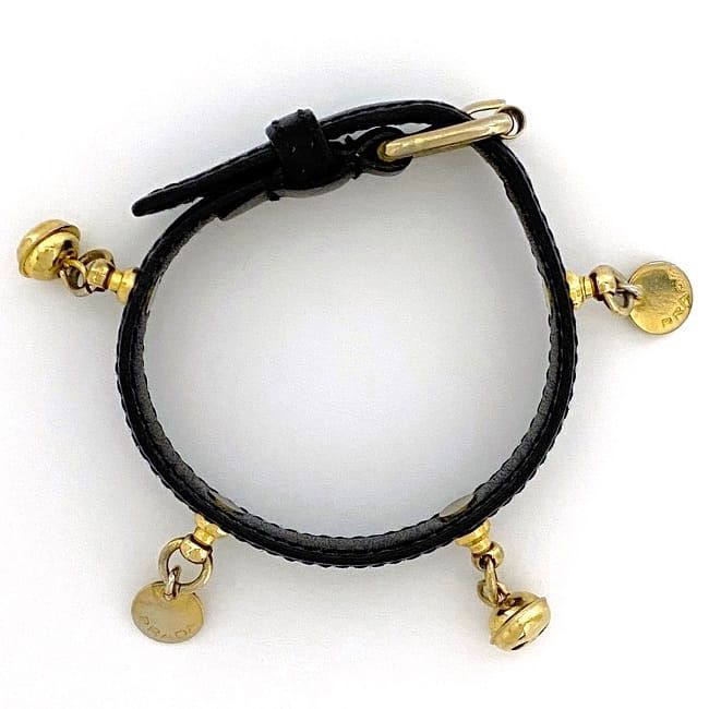 Prada Bracelet Black Excellent Condition Rare Leather GP Preowned Prada