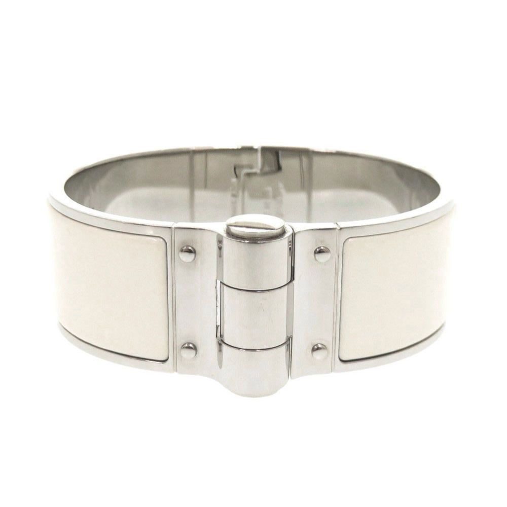 Hermes Charnier Metal White Bangle Bracelet