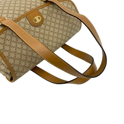 Celine Vintage Macadam Blason Logo Pattern Leather Handbag Mini Tote Brown Beige — view 4