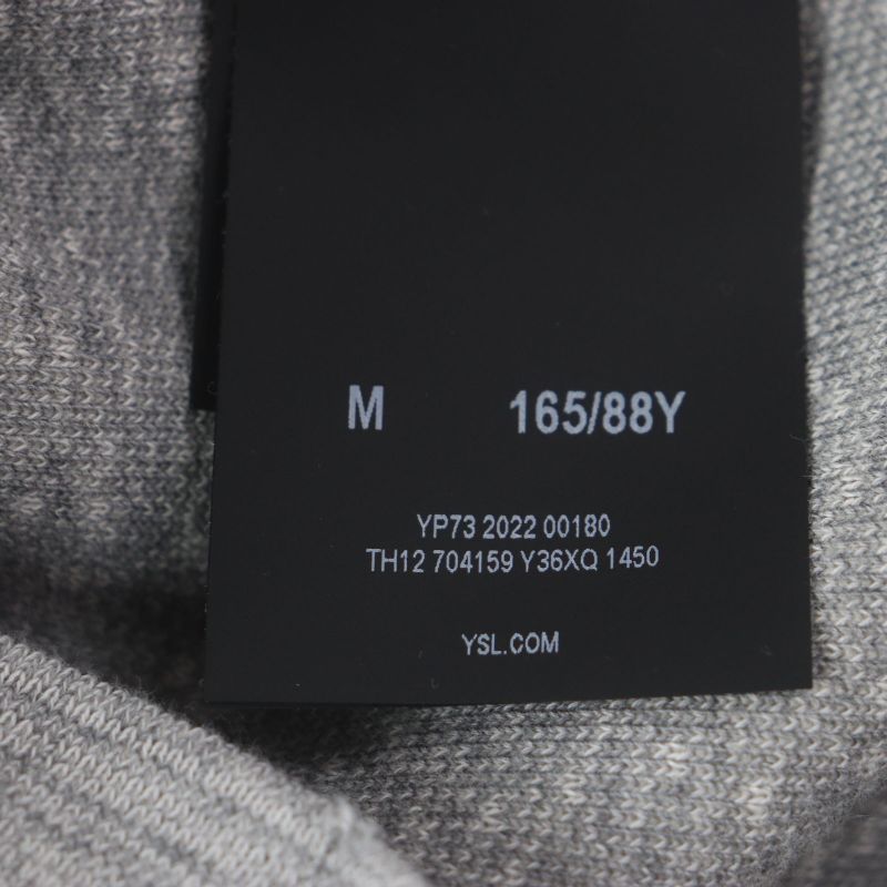  Saint Laurent 2022 704159 Cotton Back Print Damaged Pullover Hoodie Grey M