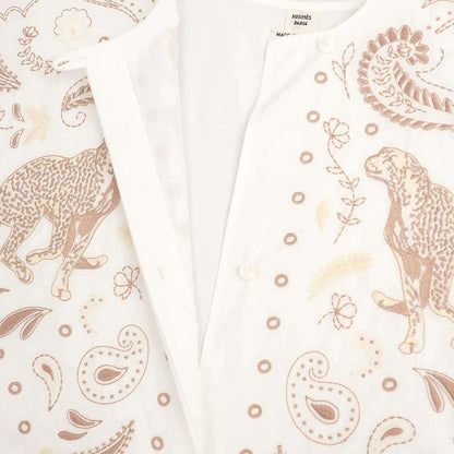 Hermes 25ss Embroidery Wide Blouse Shirt H5e3616da White 38