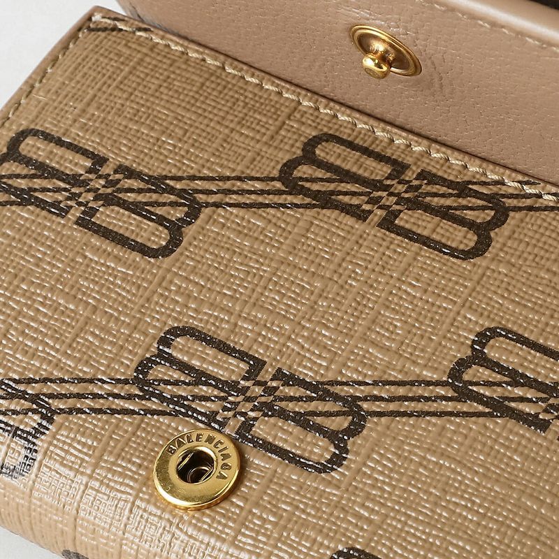 Balenciaga Trifold Wallet Beige/brown Monogram