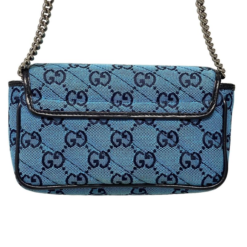 Gucci Shoulder Bag GG Marmont Quilted Leather Super Mini Bag 476433 Blue And
