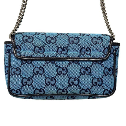Gucci Shoulder Bag GG Marmont Quilted Leather Super Mini Bag 476433 Blue And