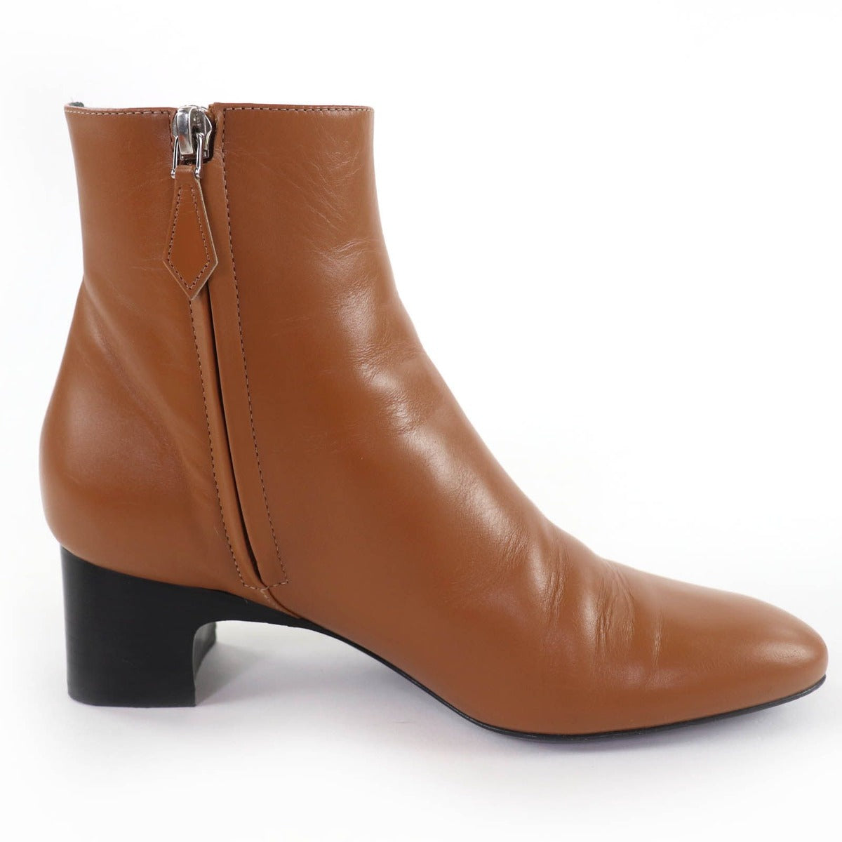 Hermes Demarche Side Zip Leather Short Boots Brown 35.5 — view 6