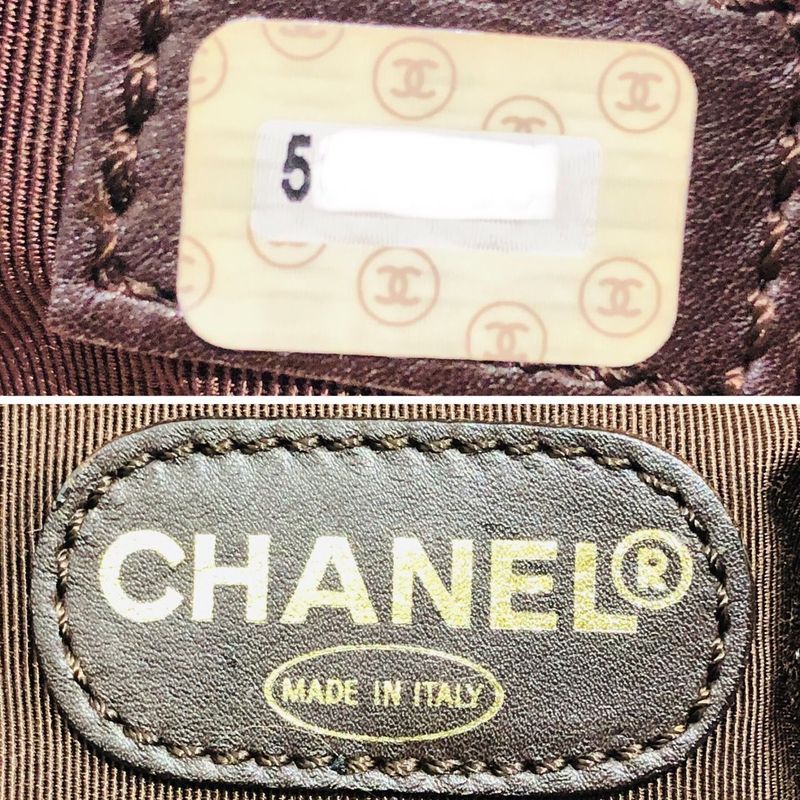 Chanel Tote Bag Denim Blue Coco Mark 5th Shoulder Bag Leather Brown Preowned