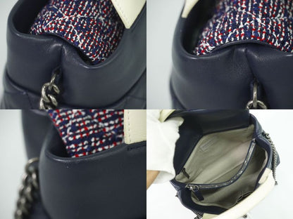 Authentic Chanel Coco Mark Matelasse 2WAY Shoulder Bag Handbag Pochette Leather