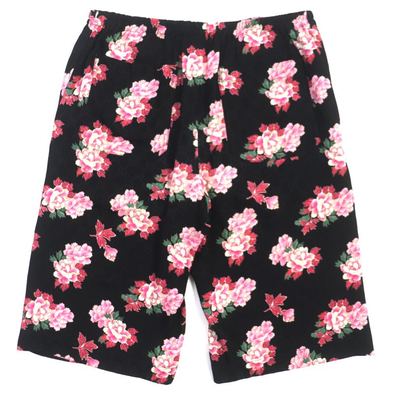 Gucci 624399 100% Silk GG Pattern Floral Shorts Black Pink 44 Made In Italy
