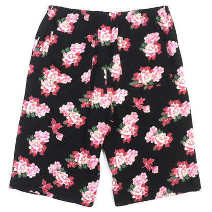 Gucci 624399 100% Silk GG Pattern Floral Shorts Black Pink 44 Made In Italy