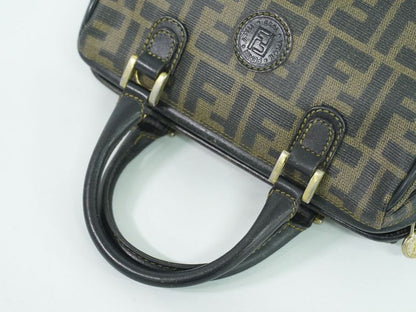 Authentic Fendi Zucca Mini Boston Bag Handbag PVC Brown Zucca Bag Pre-owned