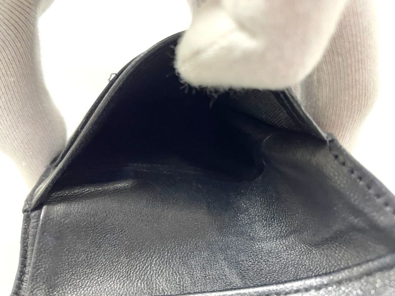 Chanel Coco Mark W Hook Lambskin Bifold Compact Wallet Black Made In France