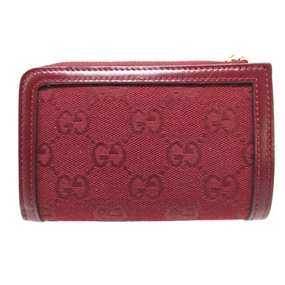 Gucci Compact Wallet 790036 GG Canvas Leather Bordeaux L Zipper Wallet 1893
