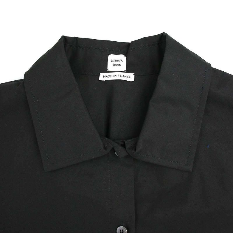 Hermes 23ss Sleeveless Cotton Shirt Dress 3e0565dt Black 42