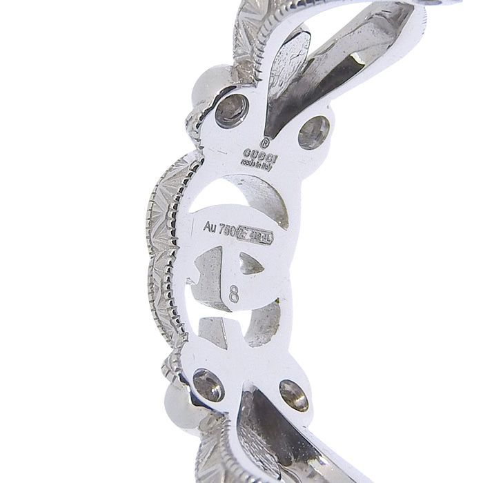 Gucci Flora Motif Diamond Ring 18K White Gold 750 White Gold Diamond #8