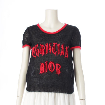 Dior Mohair Wool Nylon Logo Embroidery Short Sleeve Sweater Knit Top