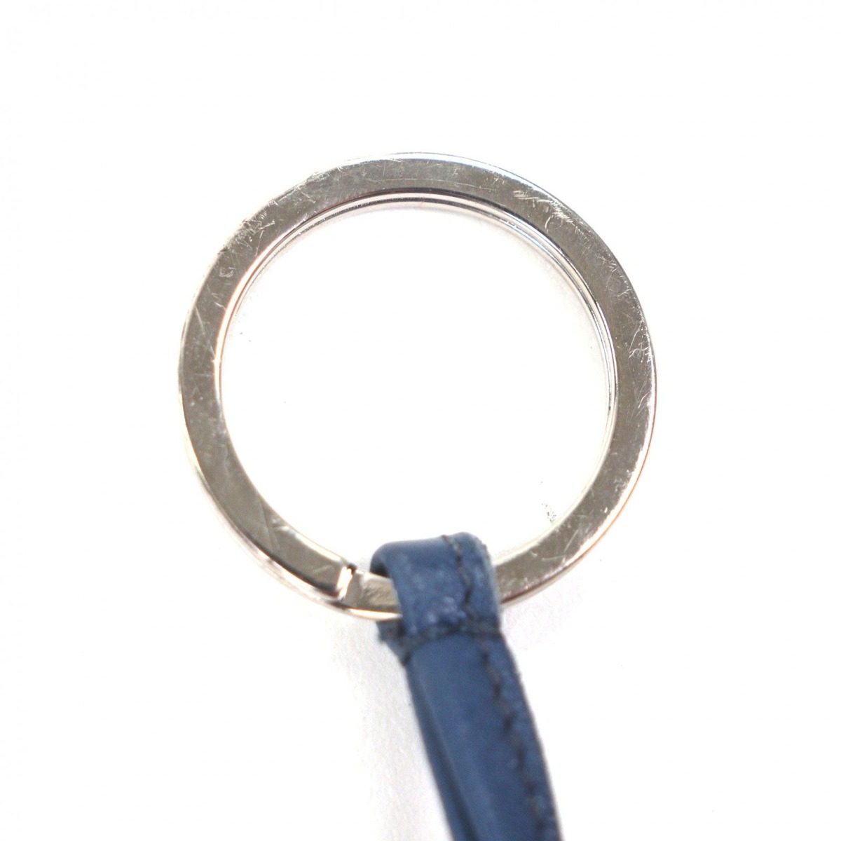 Hermes Carmen Leather Fringe Key Holder Bag Charm Navy Orange — view 8