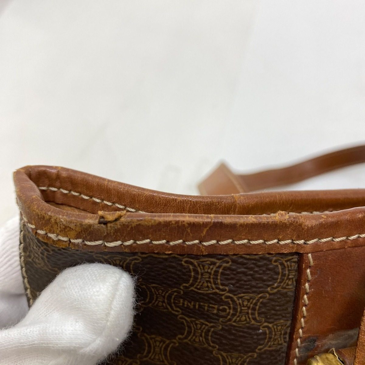 Celine Tote Macadam Brown Bucket — view 14
