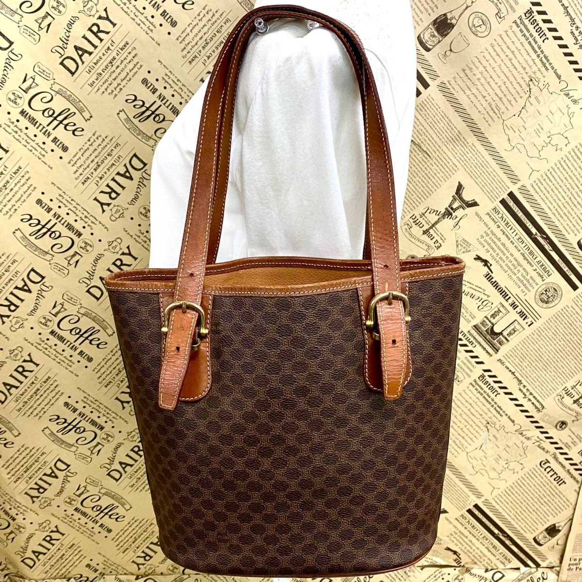 Celine Tote Macadam Brown Bucket — view 2
