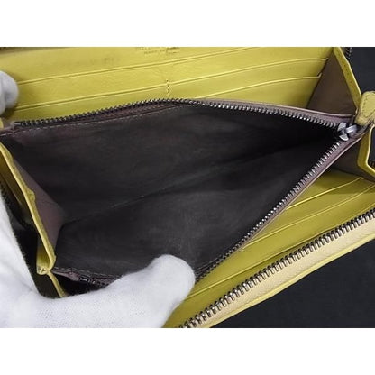 Bottega Veneta Wallet Intrecciato Yellow Leather Round Zipper Long — view 4