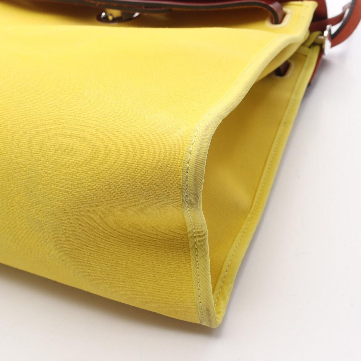 Hermes Handbag Herbag Zip PM Lime Canvas Leather Bag Yellow — view 12
