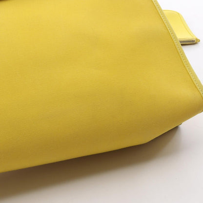 Hermes Handbag Herbag Zip PM Lime Canvas Leather Bag Yellow — view 14